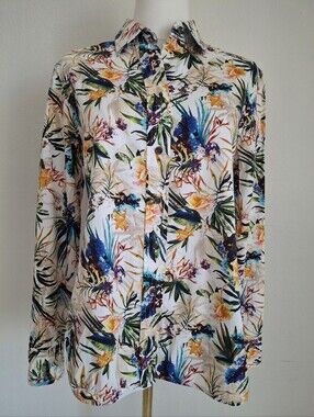 Robert Graham Tropical Floral Print Longsleeve Button Down Shirt Size M